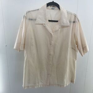 vintage 70s Miss K white button up with orange circles  size L
